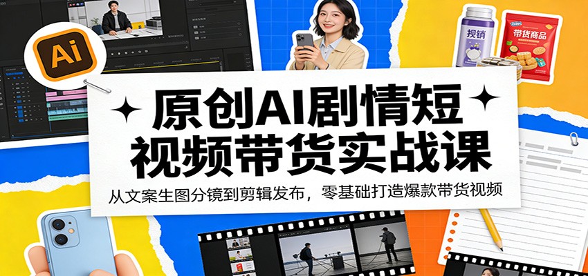 原创AI剧情短视频带货实战课：从文案生图分镜到剪辑发布，零基础打造爆款带货视频-源创文化-无心创作