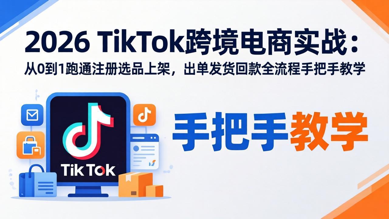 2026TikTok跨境电商实战-更新：从0到1跑通注册选品上架，出单发货回款全流程手把手教学-源创文化-无心创作