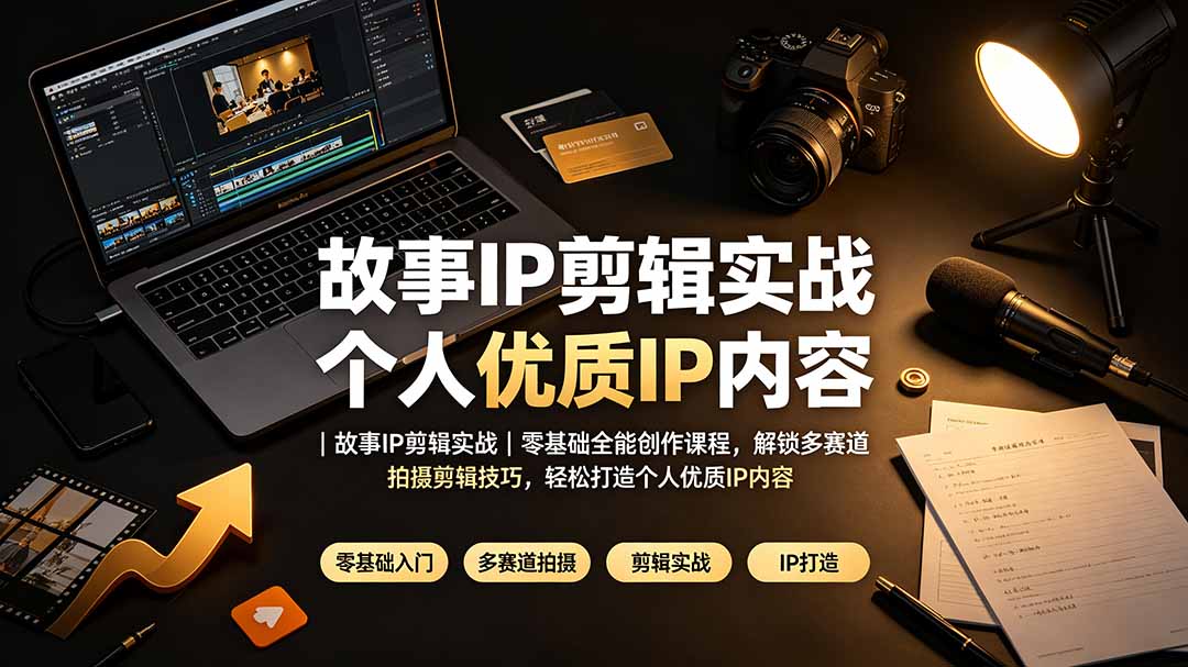故事IP剪辑实战｜零基础全能创作课程，解锁多赛道拍摄剪辑技巧，轻松打造个人优质IP内容-源创文化-无心创作
