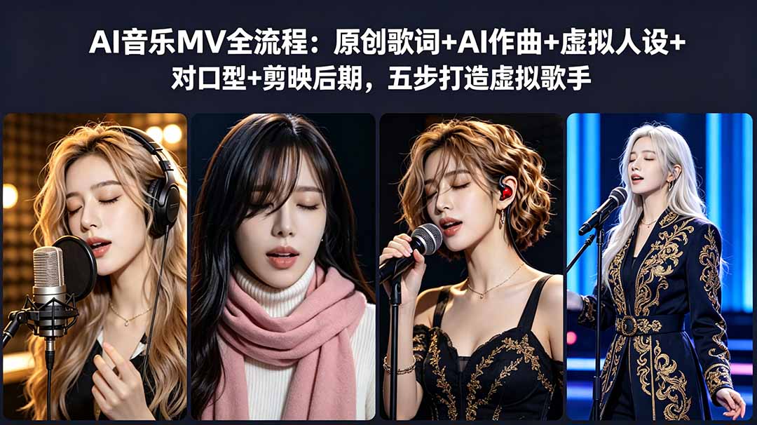 AI音乐MV全流程：原创歌词+AI作曲+虚拟人设+对口型+剪映后期，五步打造虚拟歌手-源创文化-无心创作