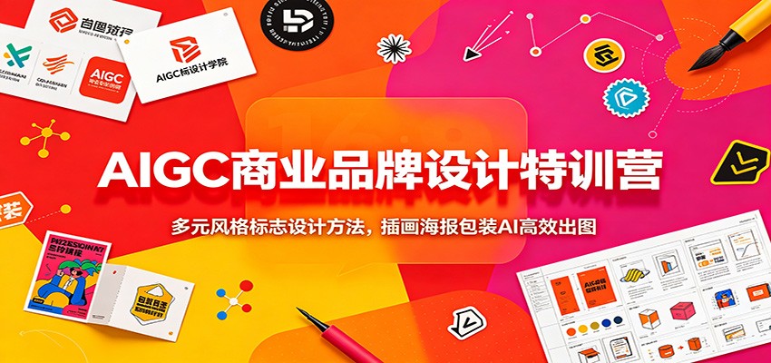 AIGC商业品牌设计特训营：多元风格标志设计方法，插画海报包装AI高效出图-源创文化-无心创作