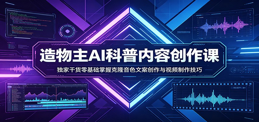 AI科普内容创作课：独家干货零基础掌握克隆音色文案创作与视频制作技巧-源创文化-无心创作