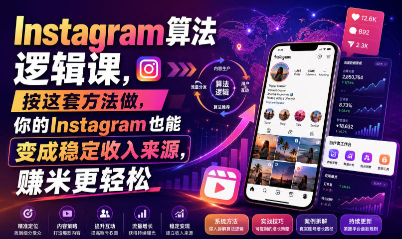 Instagram算法逻辑课，按这套方法做，你的Instagram也能变成稳定收入来源，賺米更轻松【原创双语字幕】-源创文化-无心创作
