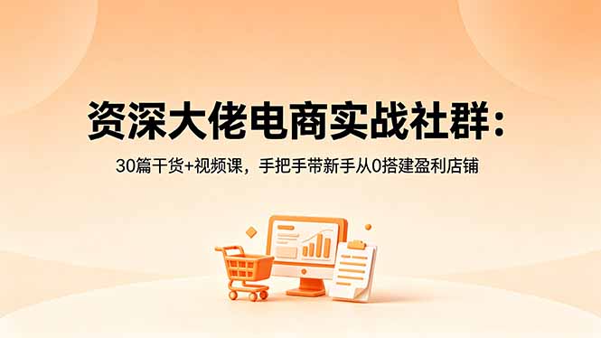资深大佬电商实战社群：30篇干货+视频课，手把手带新手从0搭建盈利店铺-源创文化-无心创作