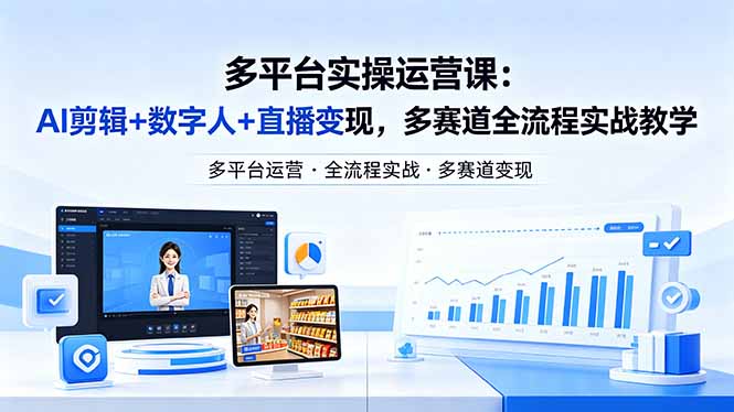 某团队多平台实操运营课-更新26年4月20：AI剪辑+数字人+直播变现，多赛道全流程实战教学-源创文化-无心创作