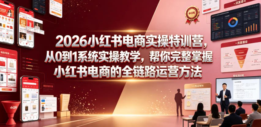 2026小红书电商实操特训营，从0到1系统实操教学，帮你完整掌握小红书电商的全链路运营方法-源创文化-无心创作