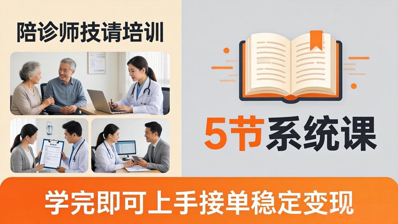 想做陪诊师不知从何下手？5节系统课教你掌握核心技能，学完即可上手接单稳定变现-源创文化-无心创作