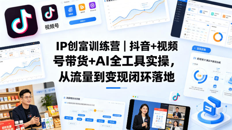 IP创富训练营｜抖音+视频号带货+AI全工具实操，从流量到变现闭环落地-源创文化-无心创作