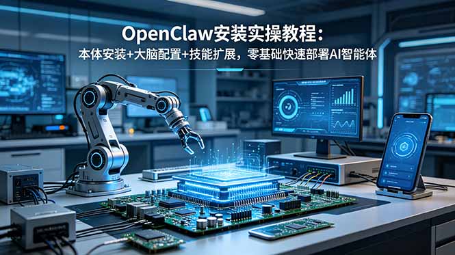 OpenClaw安装实操教程：本体安装+大脑配置+技能扩展，零基础快速部署AI智能体-源创文化-无心创作