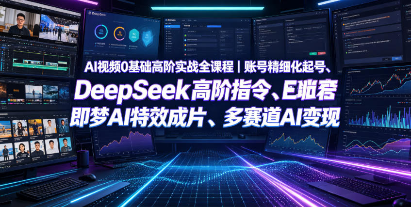 AI视频0基础高阶实战全课程｜账号精细化起号、DeepSeek高阶指令、即梦AI特效成片、多赛道AI短视频量产变现-源创文化-无心创作