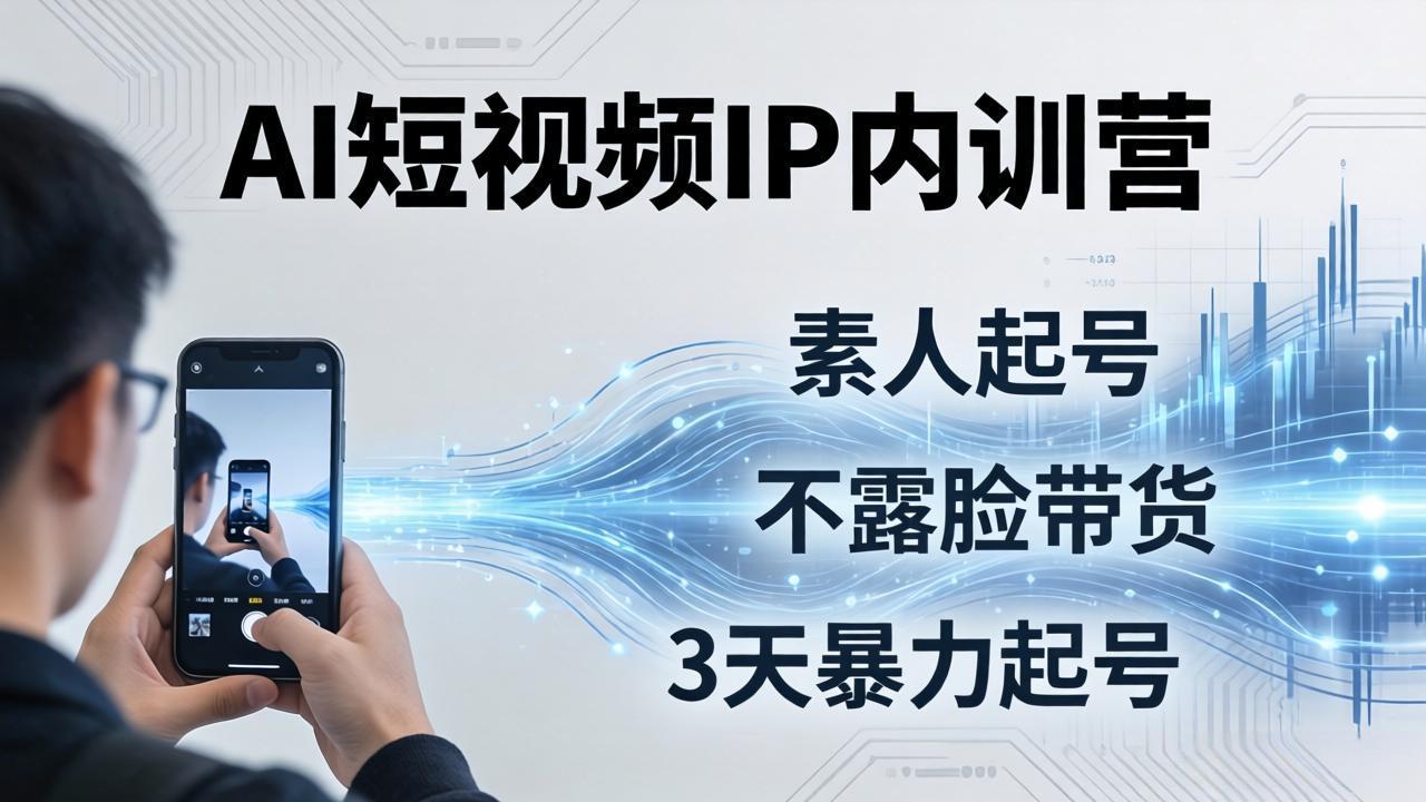 2026AI短视频IP内训营：从素人起号到不露脸带货，3天暴力起号全流程拆解-源创文化-无心创作