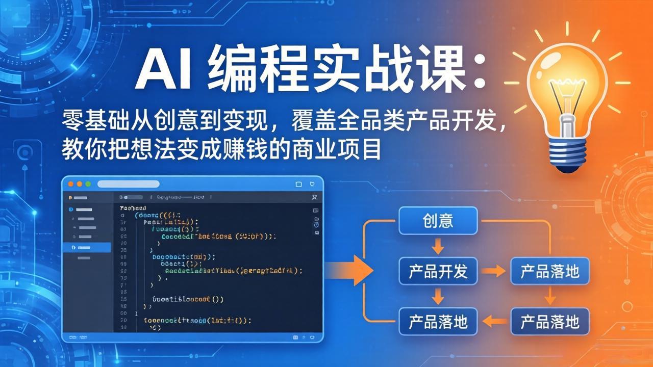 AI编程实战课-第三期-5月9更新:零基础从创意到变现,覆盖全品类产品开发,把想法变成赚钱项目-源创文化-无心创作