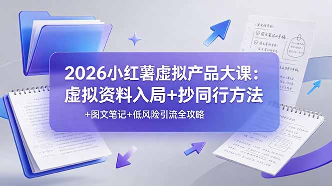 2026小红薯虚拟产品大课：虚拟资料入局+抄同行方法+图文笔记+低风险引流全攻略-源创文化-无心创作
