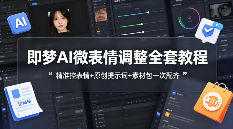 即梦AI微表情调整全套教程，精准控表情+原创提示词+素材包一次配齐-源创文化-无心创作