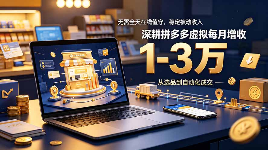 无需全天在线值守，稳定被动收入，深耕拼多多虚拟每月增收 1-3 万-源创文化-无心创作