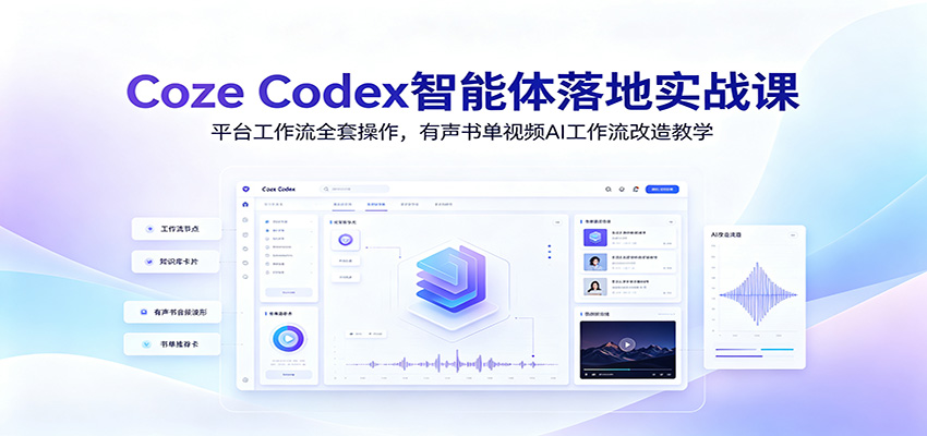 Coze Codex智能体落地实战课：平台工作流全套操作，有声书单视频AI工作流改造教学-源创文化-无心创作