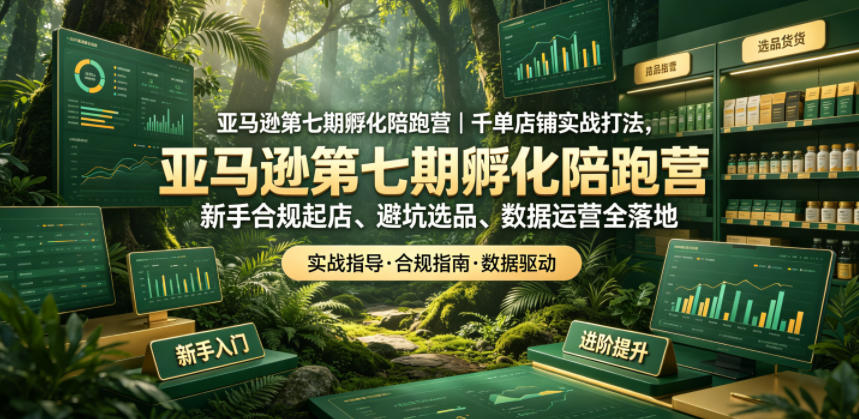 亚马逊第七期孵化陪跑营｜千单店铺实战打法，新手合规起店、避坑选品、数据运营全落地(更新0625)-源创文化-无心创作
