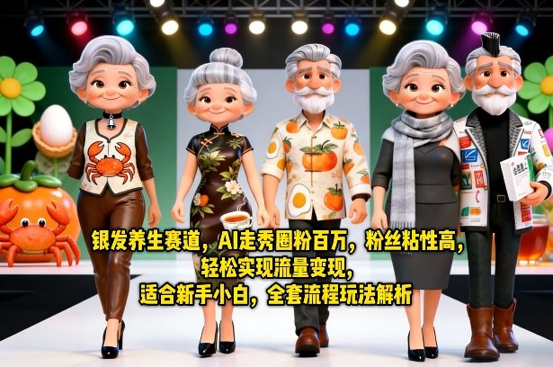 银发养生赛道，AI走秀圈粉百万，粉丝粘性高，轻松实现流量变现，适合新手小白，全套流程玩法解析-源创文化-无心创作