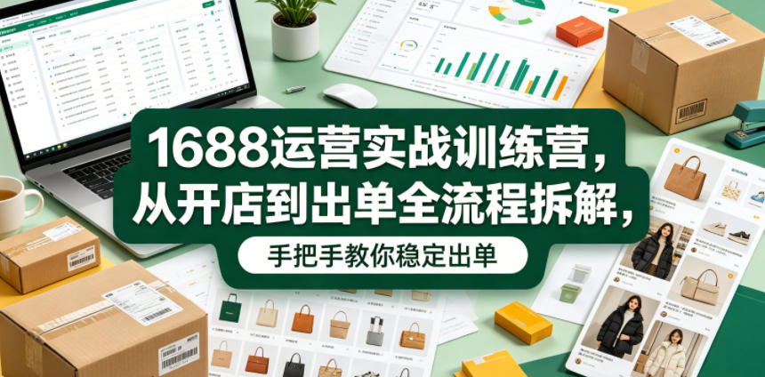 1688运营实战训练营，从开店到出单全流程拆解，手把手教你稳定出单(更新0620)-源创文化-无心创作