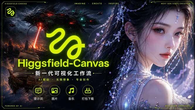 Higgsfield Canvas AI视频制作详解，节点式工作流搭建，重构新式视频创作完整教程-源创文化-无心创作