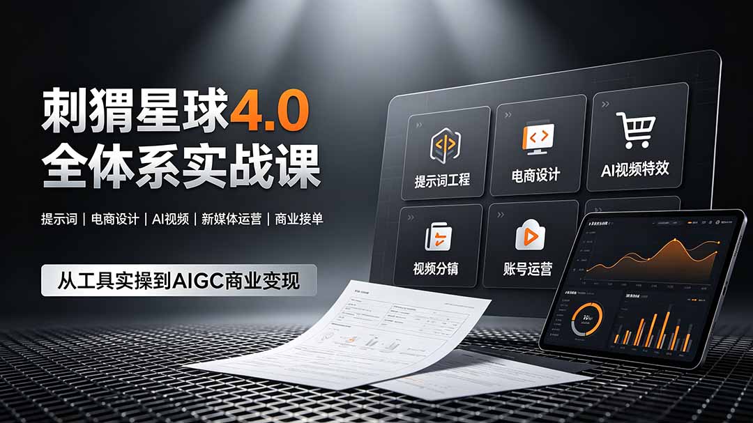 刺猬星球4.0全体系实战课，覆盖提示词工程、电商设计、AI视频特效与新媒体运营，一站式掌握AIGC商业核心技能-源创文化-无心创作