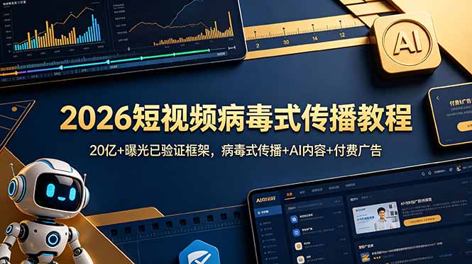 2026短视频病毒式传播教程：20亿+曝光已验证框架，病毒式传播+AI内容+付费广告-源创文化-无心创作