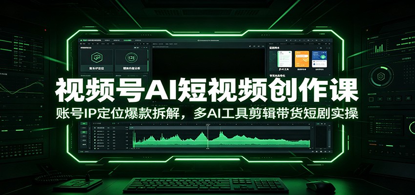 视频号AI短视频创作课：账号IP定位爆款拆解，多AI工具剪辑带货短剧实操-源创文化-无心创作