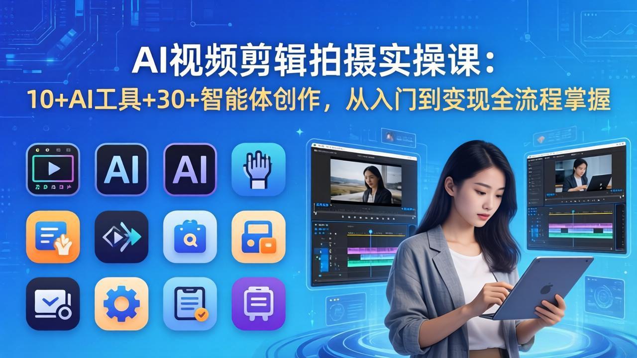 AI 视频剪辑拍摄实操课：10+AI工具+30+智能体创作，从入门到变现全流程掌握-源创文化-无心创作