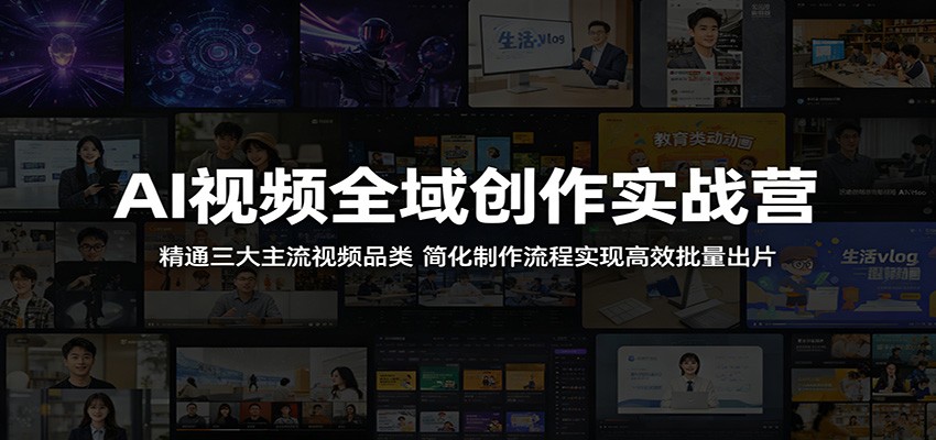 AI视频全域创作实战营：精通三大主流视频品类，简化制作流程实现高效批量出片-源创文化-无心创作