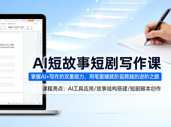 AI短故事短剧写作课，掌握AI+写作的双重能力，用笔墨铺就阶层跨越的进阶之路-源创文化-无心创作