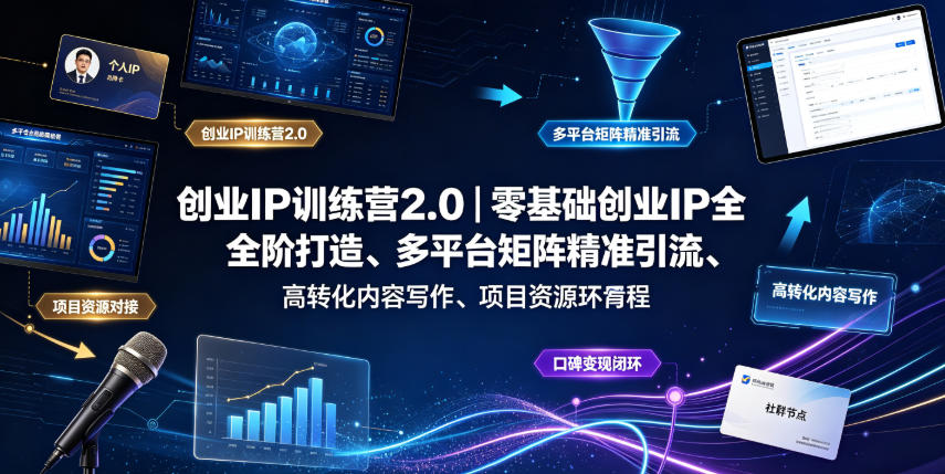创业IP训练营2.0｜零基础创业IP全阶打造、多平台矩阵精准引流、高转化内容写作、项目资源对接与口碑变现闭环课程-源创文化-无心创作