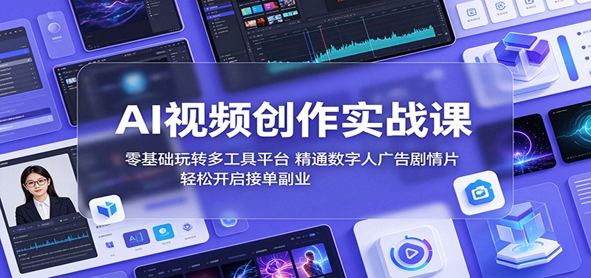 AI视频创作实战课：零基础玩转多工具平台，精通数字人广告、剧情片，轻松开启接单副业-源创文化-无心创作
