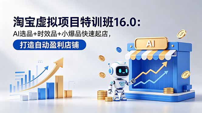 淘宝虚拟项目特训班16.0：AI选品+时效品+小爆品快速起店，打造自动盈利店铺-源创文化-无心创作