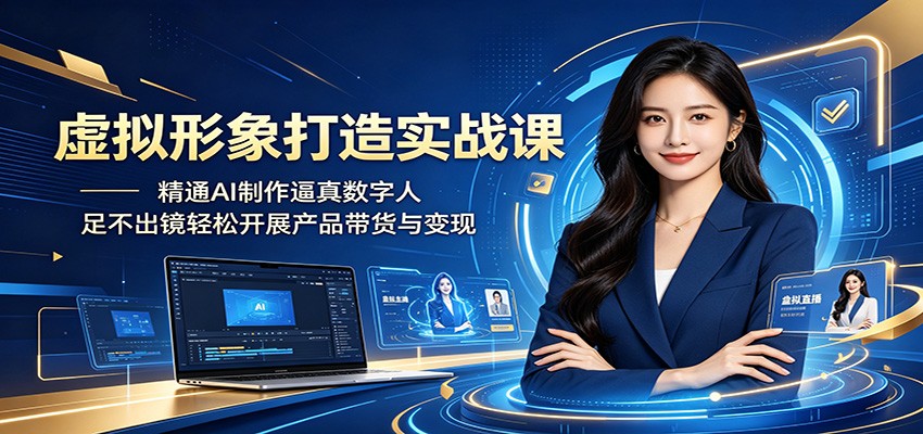 虚拟形象打造实战课：精通AI制作逼真数字人，足不出镜轻松开展产品带货与变现-源创文化-无心创作
