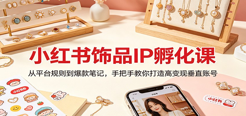 小红书饰品IP孵化课：从平台规则到爆款笔记，手把手教你打造高变现垂直账号-源创文化-无心创作