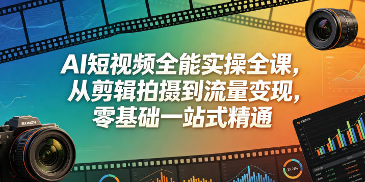 AI短视频全能实操全课，从剪辑拍摄到流量变现，零基础一站式精通-源创文化-无心创作