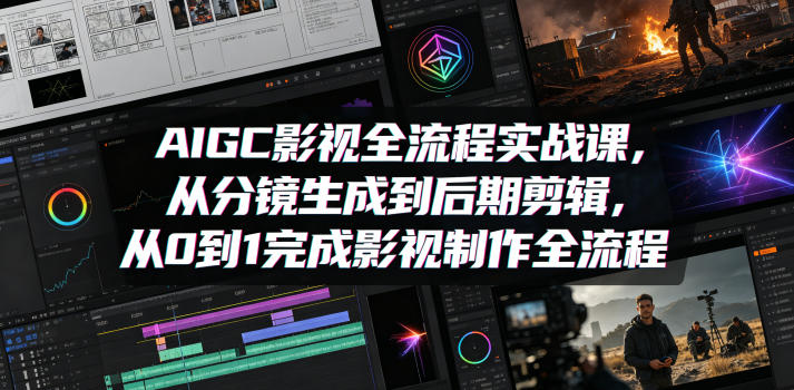 AIGC影视全流程实战课，从分镜生成到后期剪辑，从0到1完成影视制作全流程-源创文化-无心创作