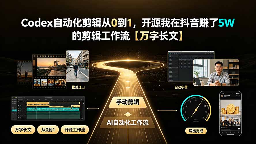 Codex自动化剪辑从0到1,开源我在抖音赚了5W 的剪辑工作流【万字长文】-源创文化-无心创作