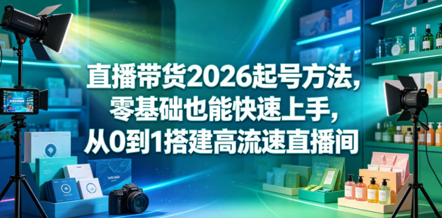 直播带货2026起号方法，零基础也能快速上手，从0到1搭建高流速直播间-源创文化-无心创作