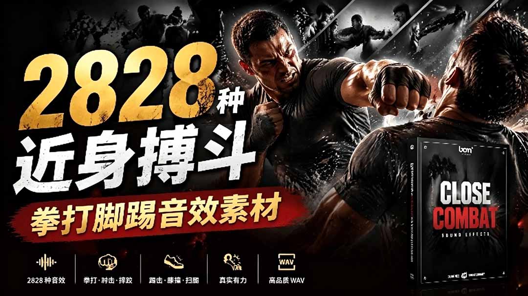宝藏级别音效！2828种近身搏斗拳打脚踢音效素材，全部中文分类，免解压使用  Close Combat-源创文化-无心创作