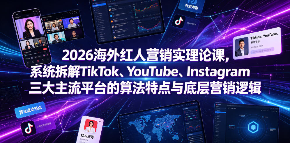 2026海外红人营销实理论课，系统拆解TikTok、YouTube、Instagram三大主流平台的算法特点与底层营销逻辑-源创文化-无心创作