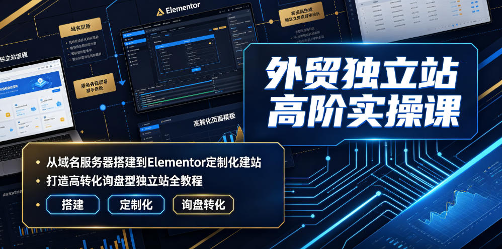 外贸独立站高阶实操课｜从域名服务器搭建到Elementor定制化建站，打造高转化询盘型独立站全教程-源创文化-无心创作