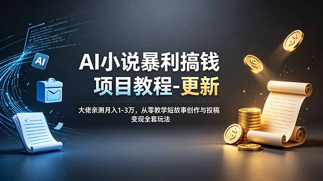 AI小说暴利搞钱项目教程-更新，大佬亲测月入1-3万，从零教学短故事创作与投稿变现全套玩法-源创文化-无心创作