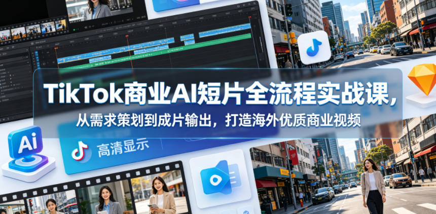 TikTok商业AI短片全流程实战课，从需求策划到成片输出，打造海外优质商业视频-源创文化-无心创作