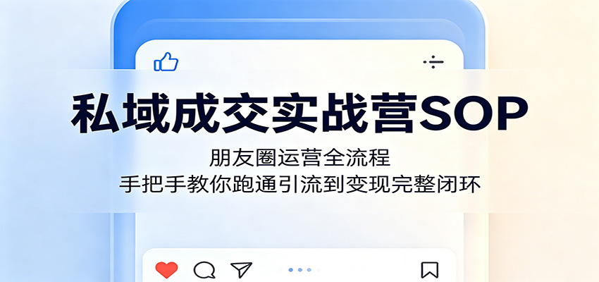 私域成交实战营SOP：朋友圈运营全流程，手把手教你跑通引流到变现完整闭环-源创文化-无心创作