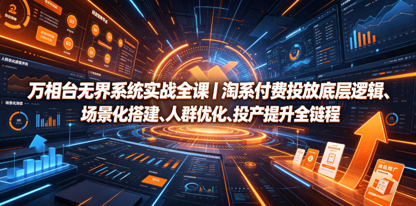 万相台无界系统实战全课｜淘系付费投放底层逻辑、场景化搭建、人群优化、投产提升全链路运营教程-源创文化-无心创作