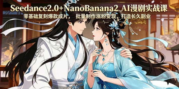 Seedance2.0+NanoBanana2 AI漫剧实战课，零基础复刻爆款成片涨粉变现，打造长久副业收益-源创文化-无心创作