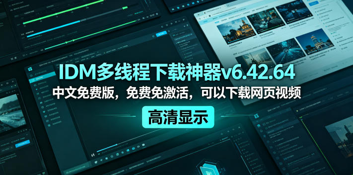 IDM多线程下载神器v6.42.64中文免费版，免费免激活，可以下载网页视频(例如飞书文档内的视频)-源创文化-无心创作