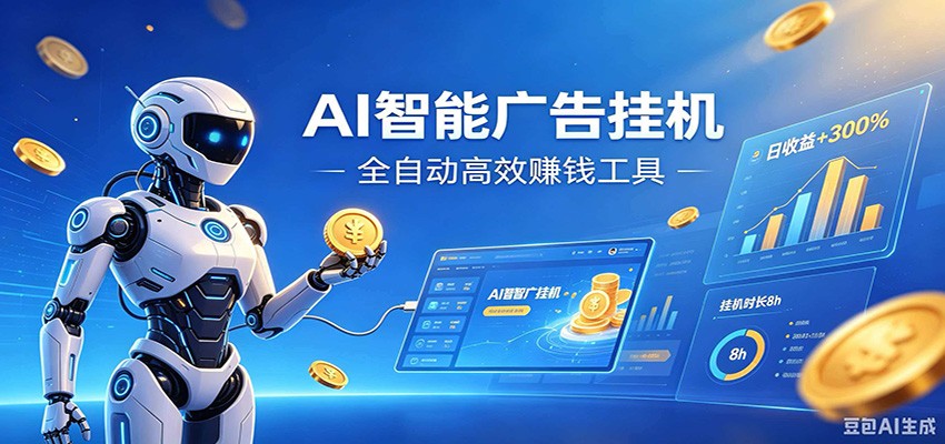 AI智能广告挂机，小白轻松上手，在家自动赚收益-源创文化-无心创作
