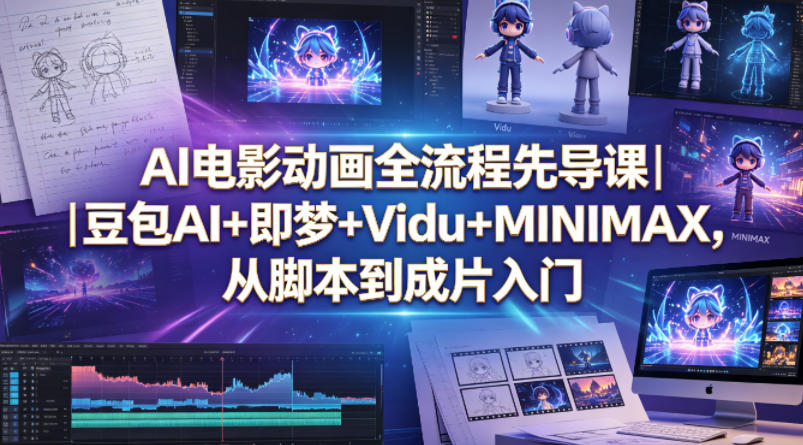 AI电影动画全流程先导课｜豆包AI+即梦+Vidu+MINIMAX，从脚本到成片入门-源创文化-无心创作